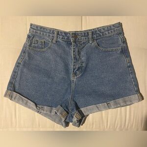 High rise denim shorts cotton Large NWOT